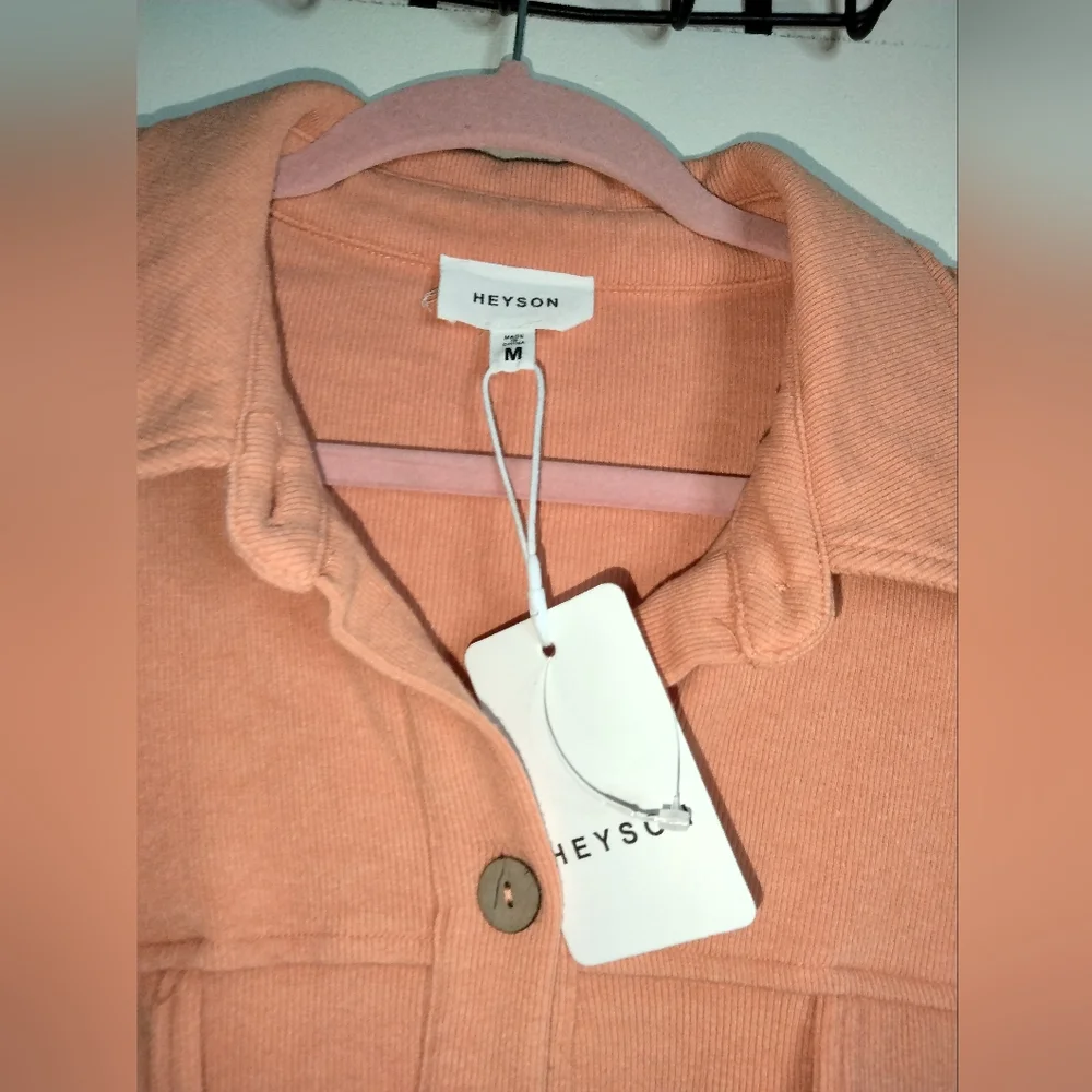 Heyson (Size M) Orange Stretch Ribbed SS Button Down Front Romper (NEW-NWT) - Picture 4 of 14
